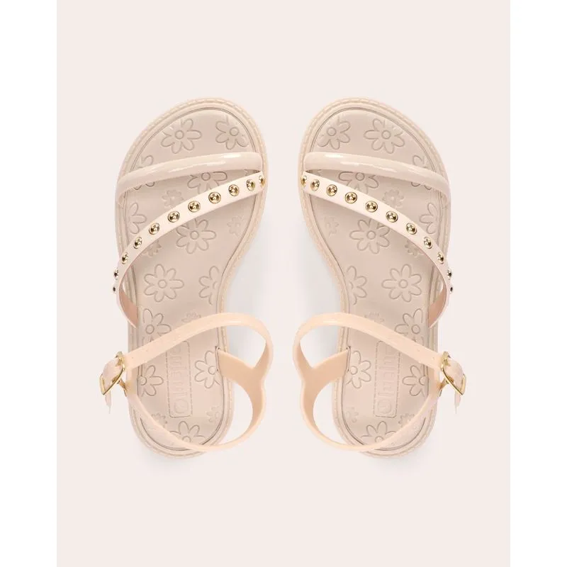 Sandalia Bebê Luelua Transversal com Tachas Off White 19/20