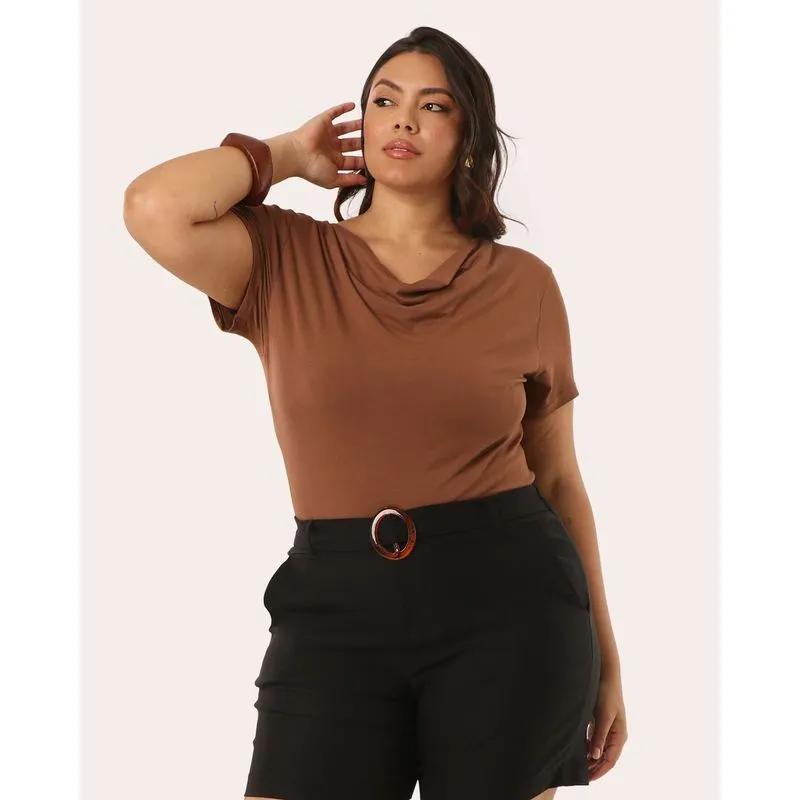 Blusa Plus Size Feminina Viscose Degagê Marrom G4