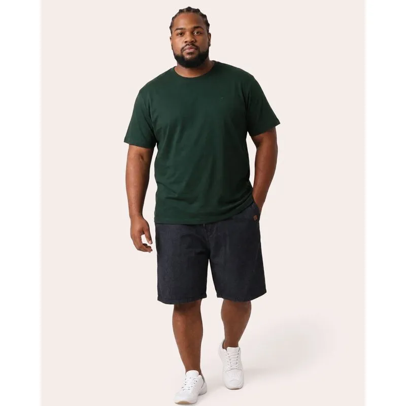 Bermuda Jeans Plus Size Masculina Algodão Reta Bolsos Preta G2