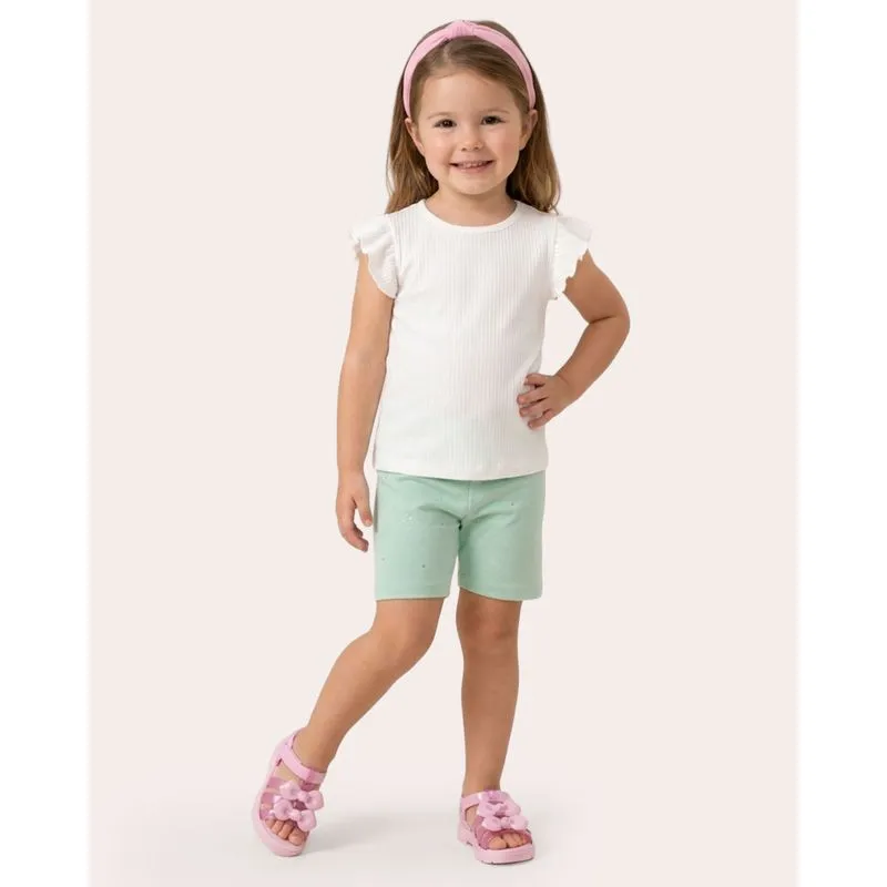 Short Bebê Ciclista com Glitter Verde 3