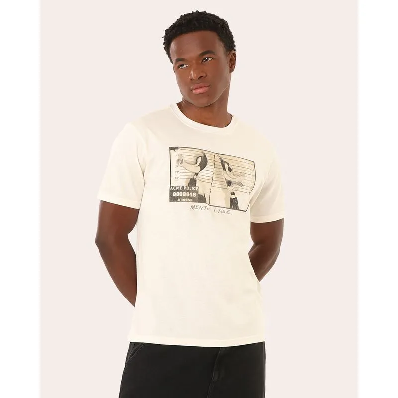 Camiseta Masculina Algodão Looney Tunes Patolino Off White M