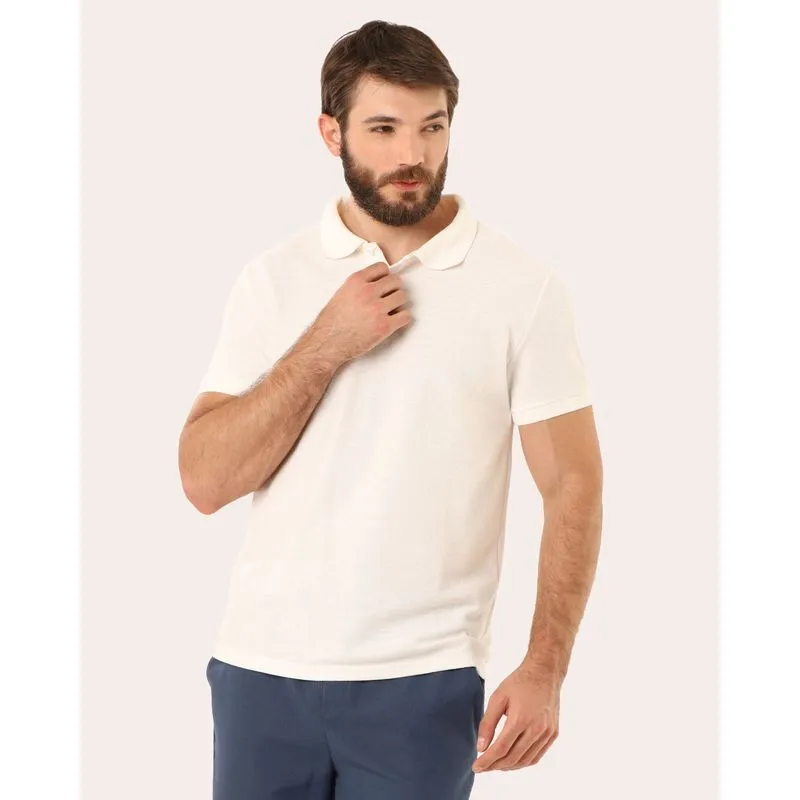 Camisa Polo Masculina Texturizada Manga Curta Off White P