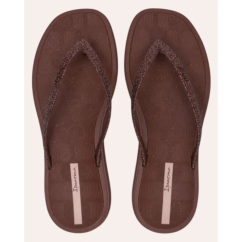 Chinelo Ipanema Feminino Gold Glitter Marrom 33/34