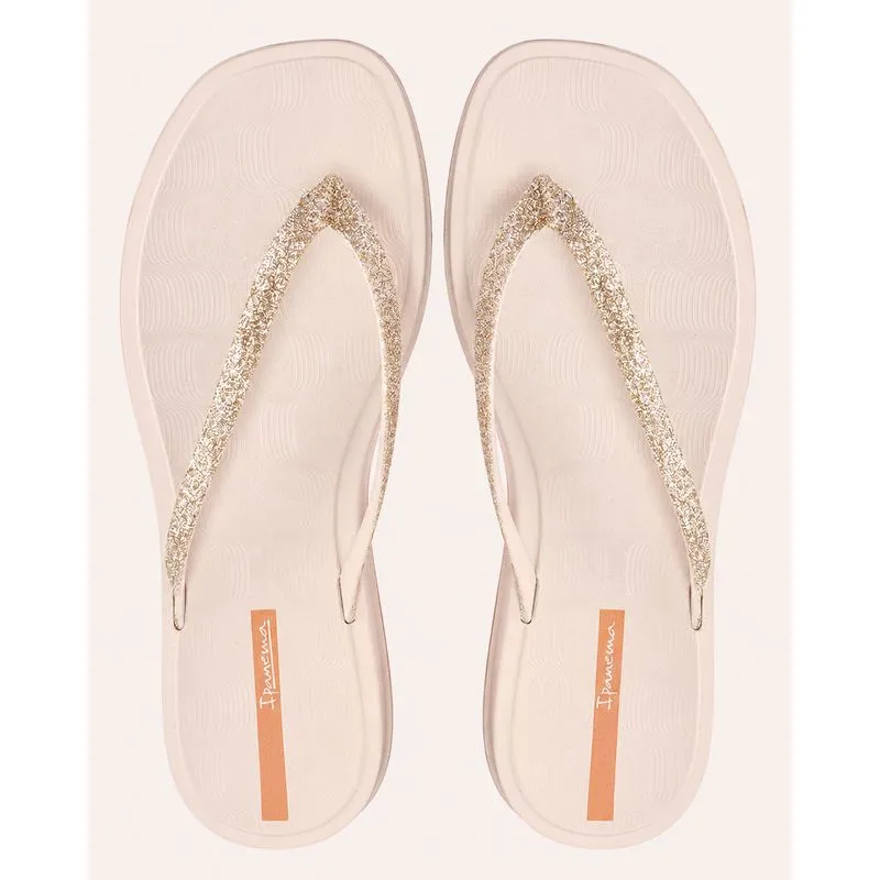 Chinelo Ipanema Feminino Gold Glitter Bege 35