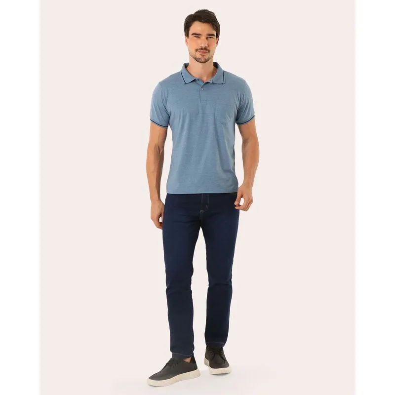 Calça Jeans Masculina Slim com Bolsos Azul Escuro 36