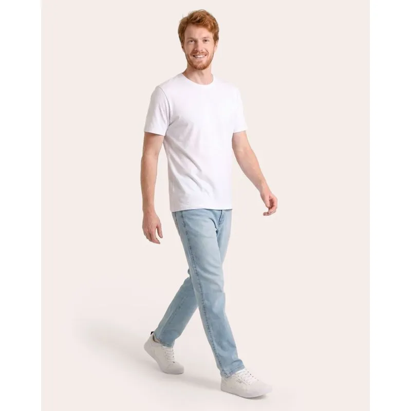 Calça Jeans Masculina Slim Com Bolsos Azul Claro 42