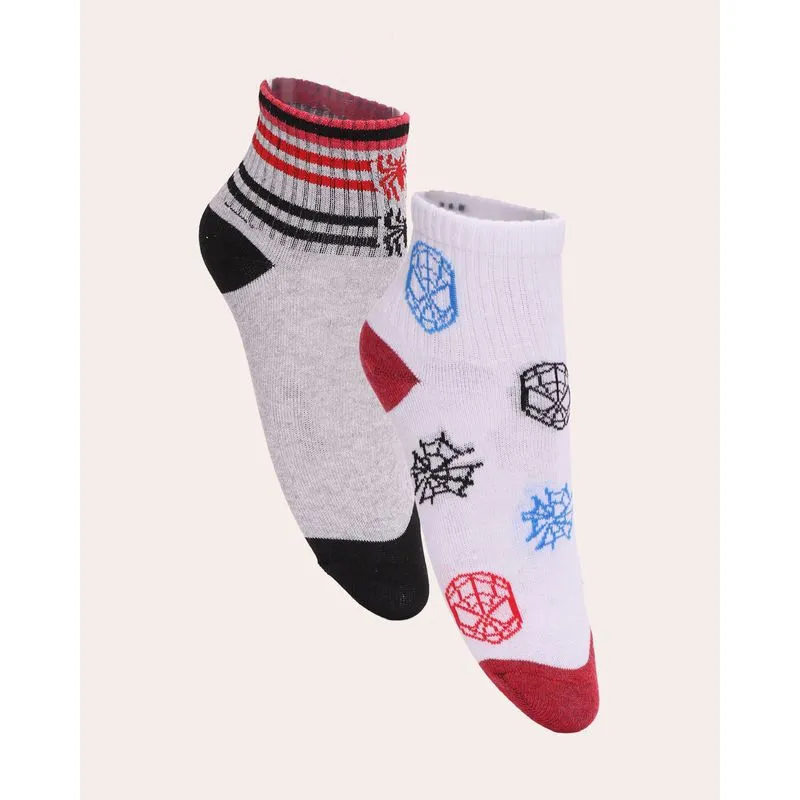 Kit 2 Pares de Meia Infantil Homem Aranha Branca e Cinza 30 A 33