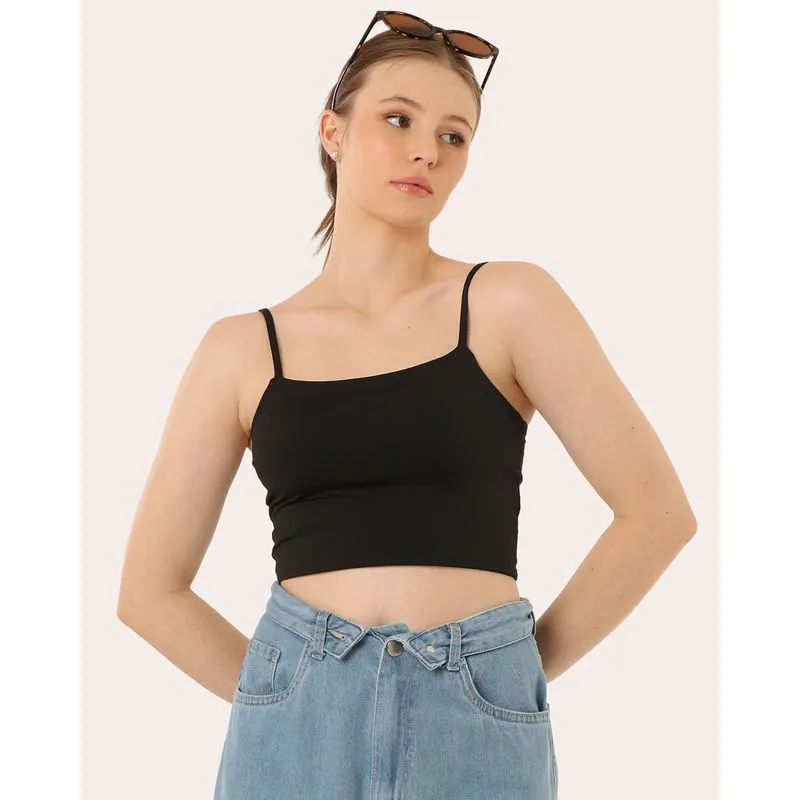 Blusa Cropped Feminino Alcinhas Suplex Preto P