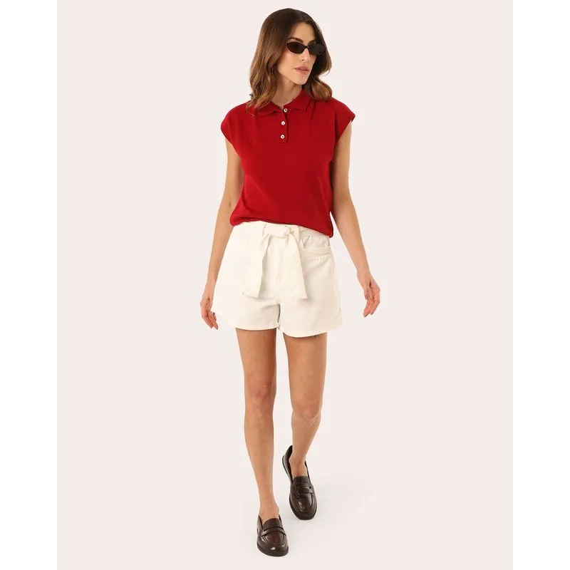 Bermuda Sarja Feminina Pesponto com Cinto Off White 42