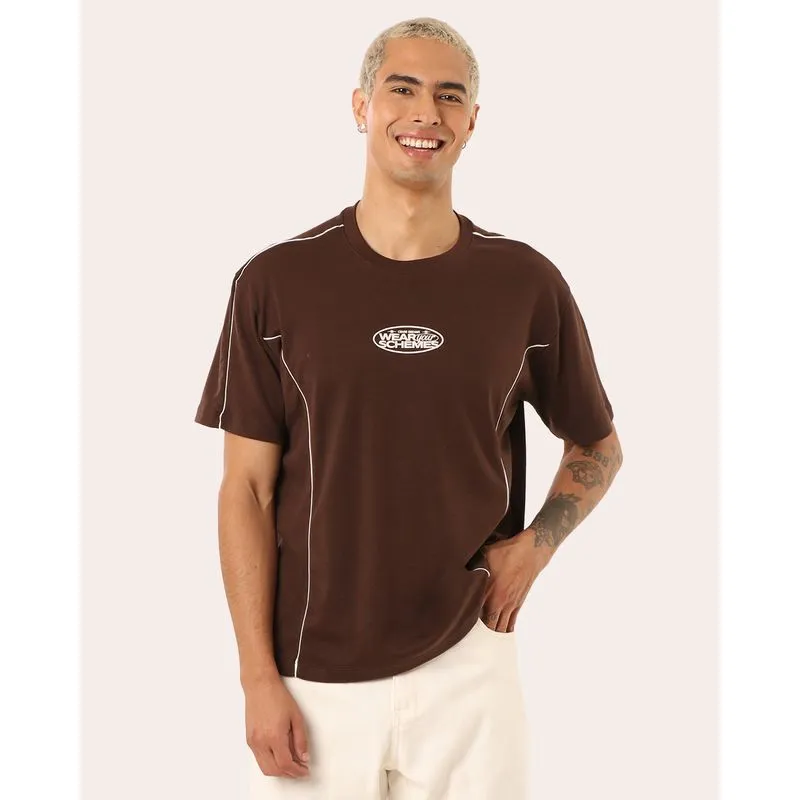 Camiseta Masculina Box Manga Curta Marrom G