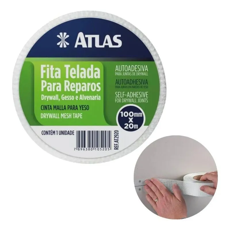 10x Fita Telada Para Drywall Gesso Autoadesiva 100mm X 20m