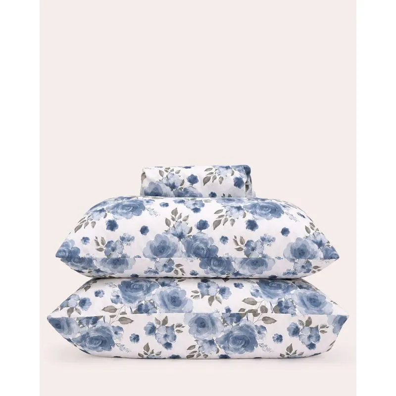 Jogo de Cama Casal 3 Peças Arte & Cazza Estampa Floral Azul UN