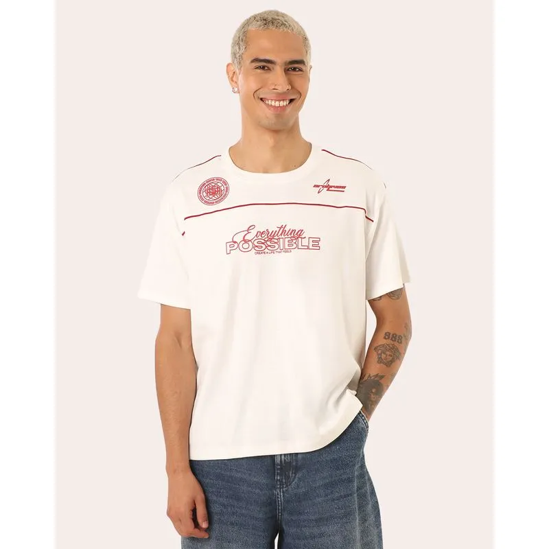 Camiseta Masculina Oversized Everything Possible Off White PP