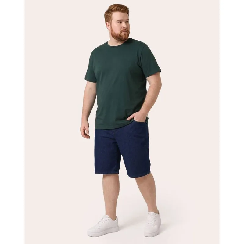 Bermuda Jeans Plus Size Masculina Reta Azul 54