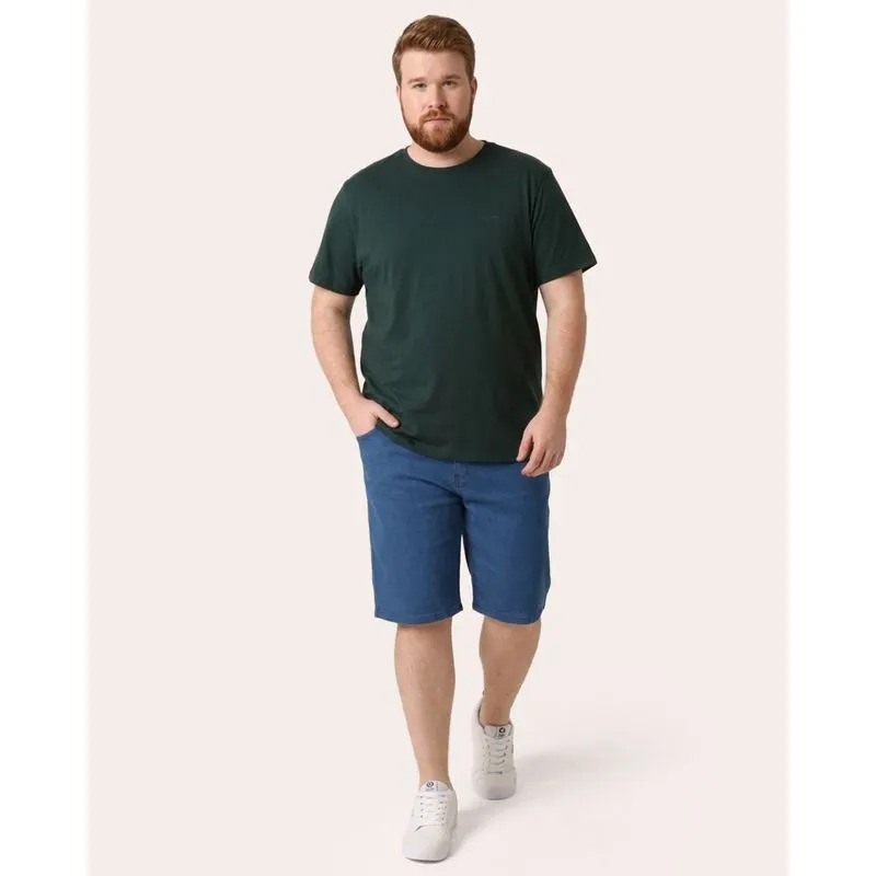 Bermuda Jeans Plus Size Masculina Reta Azul 50