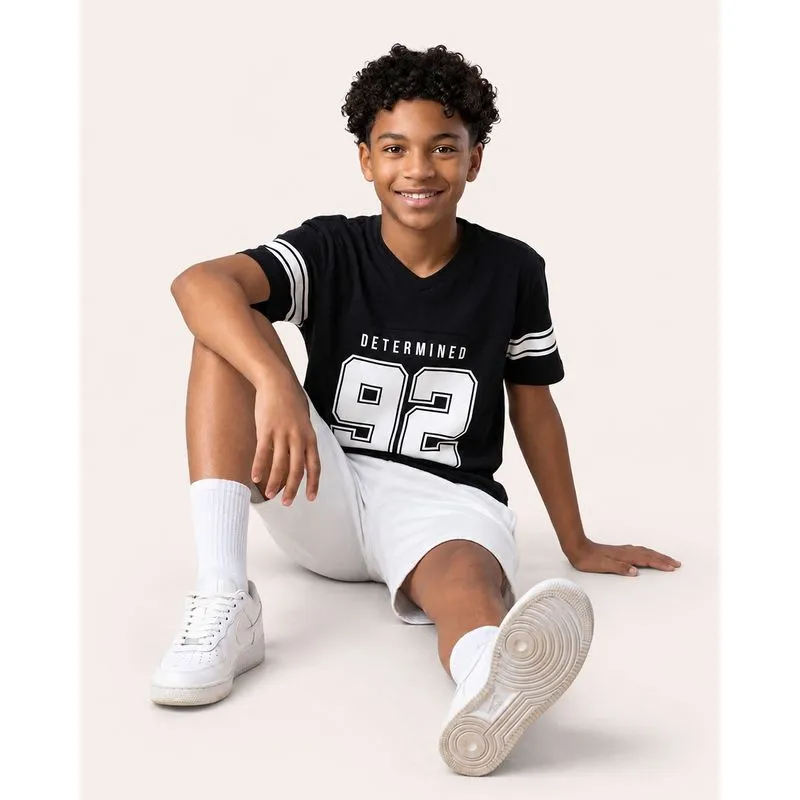 Camiseta Juvenil Oversized Esportiva Estampa 92 Preta 18