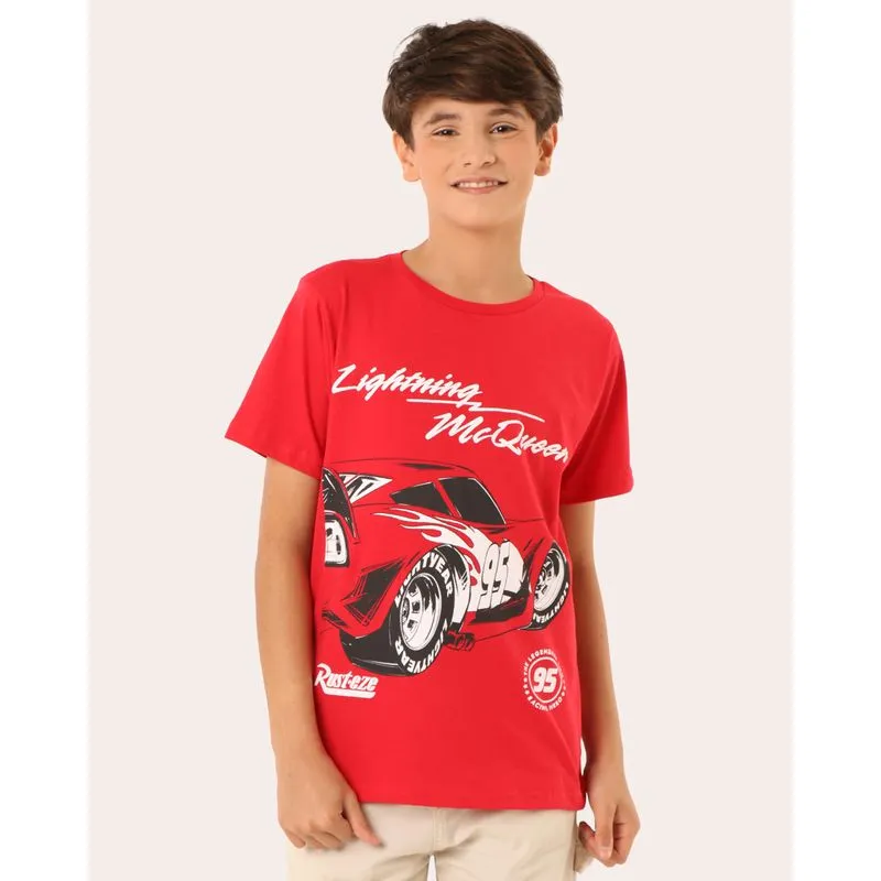 Camiseta Juvenil Disney Relâmpago McQueen Vermelha 10