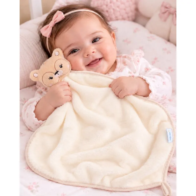 Naninha Bebê Ursinho com Prendedor de Chupeta Baby Joy Bege UN