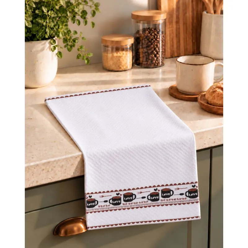 Pano de Copa Jacquard com Bordado Sortido Branco UN