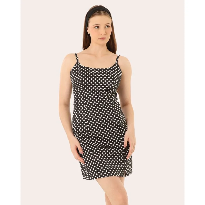 Vestido Sarja Feminino Alcinha Poá Preto GG