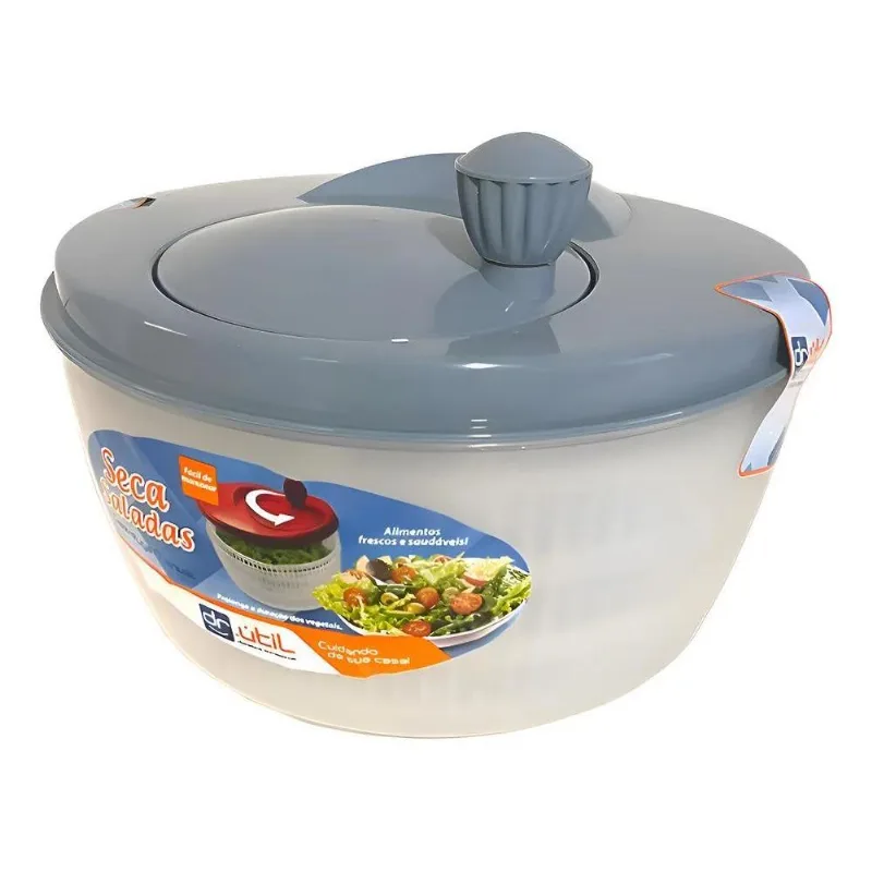 Centrífuga De Salada Secador Verduras Manual 4 Litros Cores