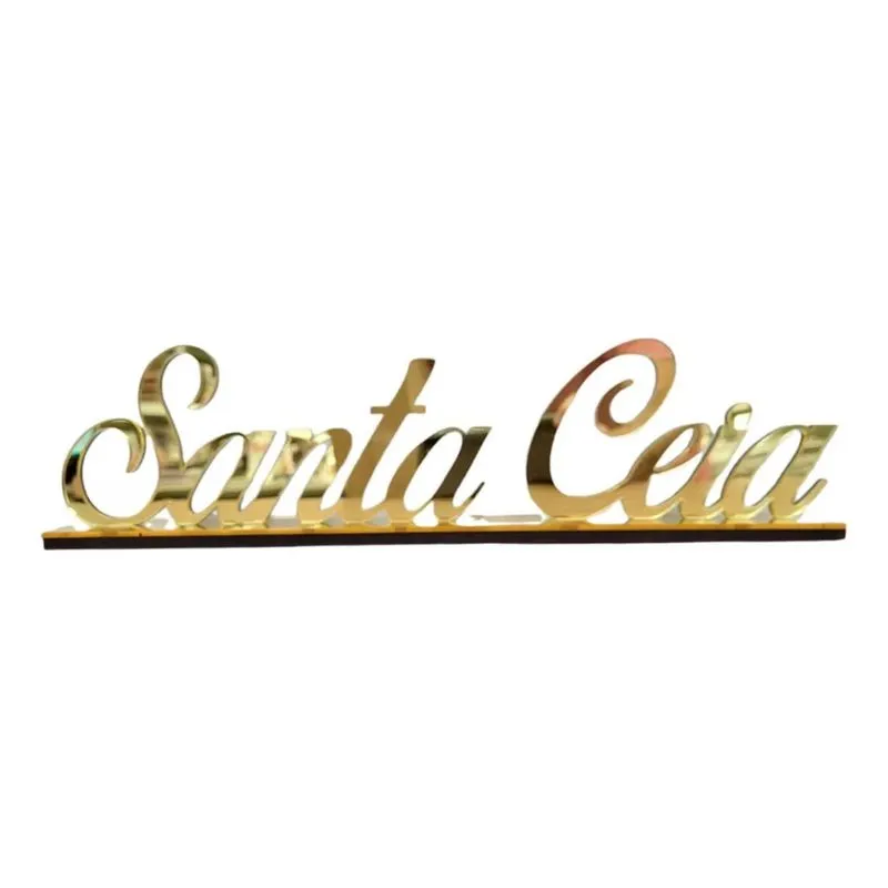 3x Palavra Decorativa - Santa Ceia - Frase Espelhada Dourada