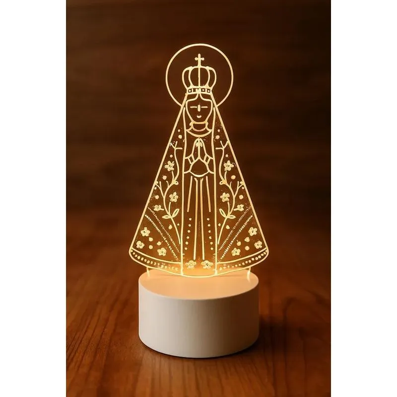 2x Luminária Religiosa Nossa Senhora Aparecida Acrílico Led