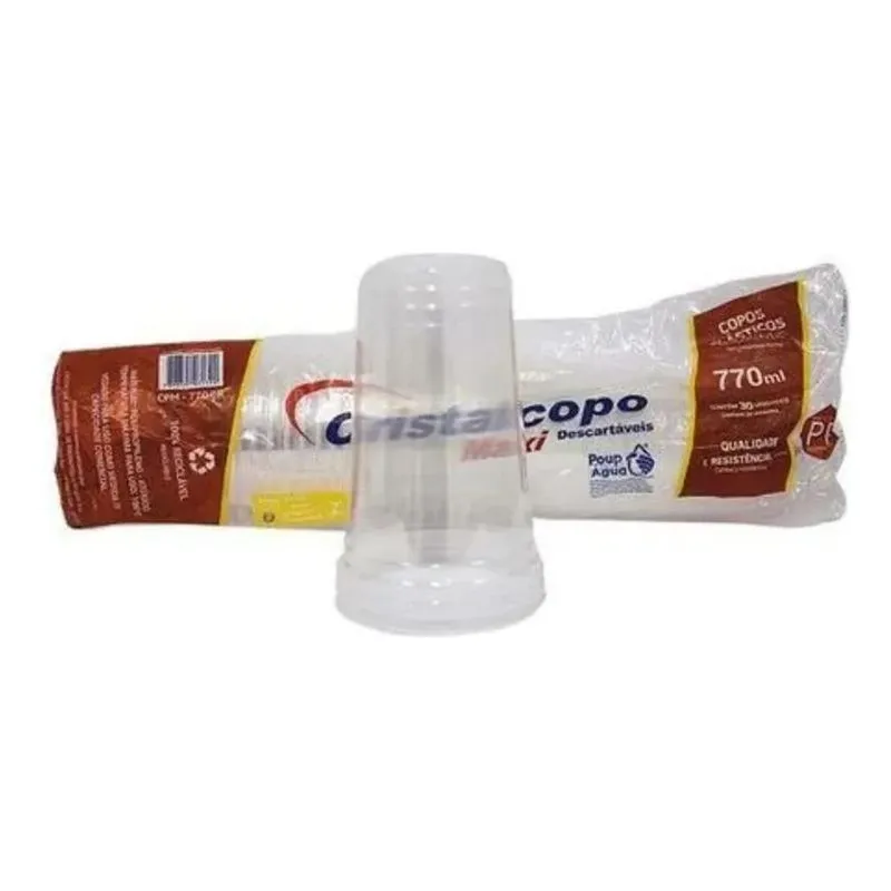 3x Copo Descartável Maxi Pp Liso 770ml Cristalcopo C/30 Un C