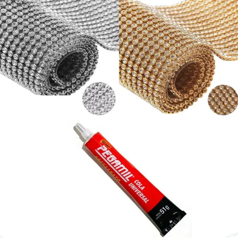 10x Kit 2 Manta De Strass Alto Brilho 26 Fileiras Cola Pegam