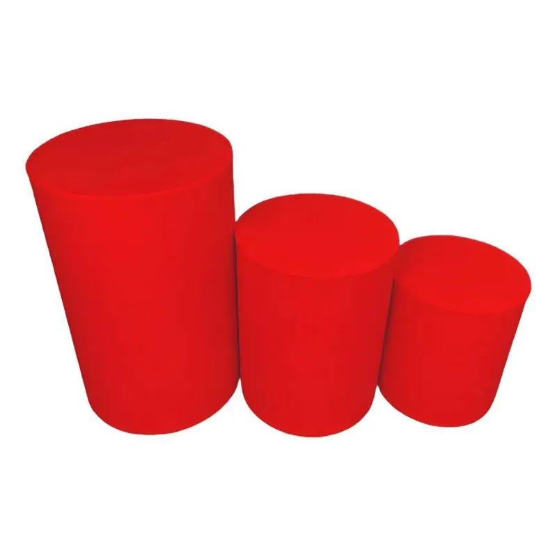 Trio Capas Mesas Cilindros Lisas Veste Fácil Varia Vermelho