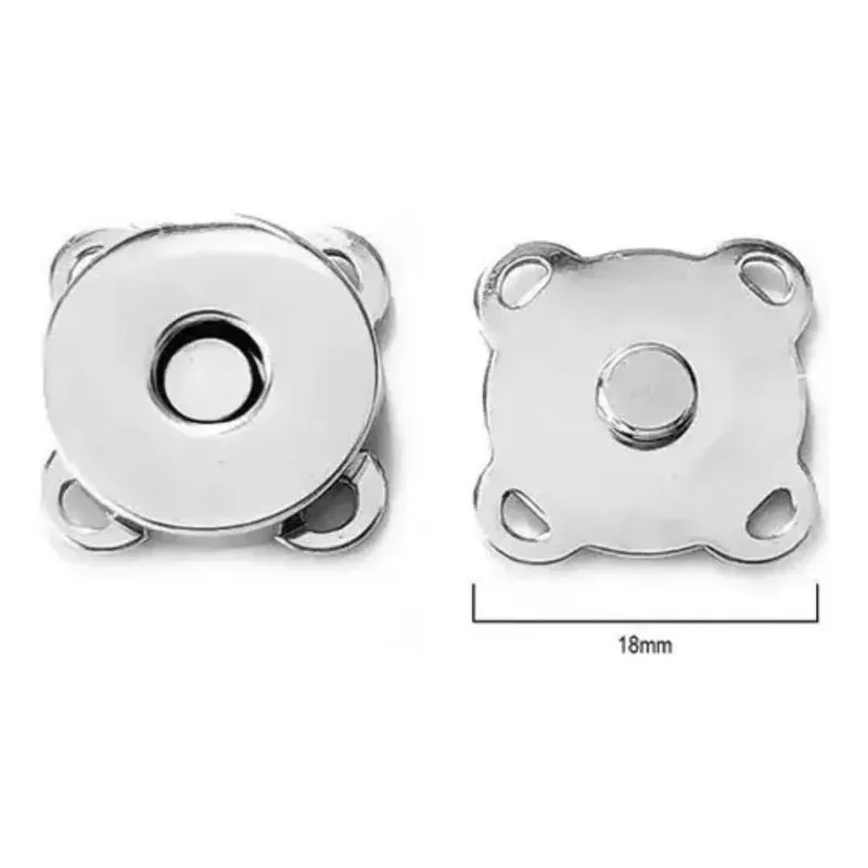 Kit 10 Botões Imantado Magnético Fecho Cor Níquel 18mm Imã