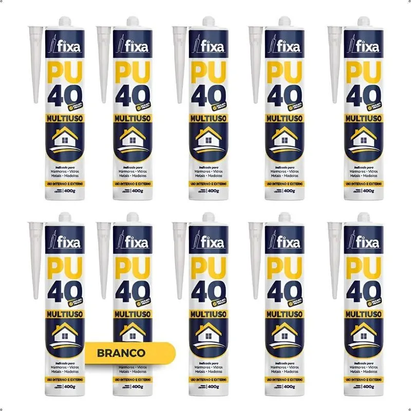 Kit 10 Adesivo Pu40 Fixa 400g: Vedação E Colagem Pr - Branco