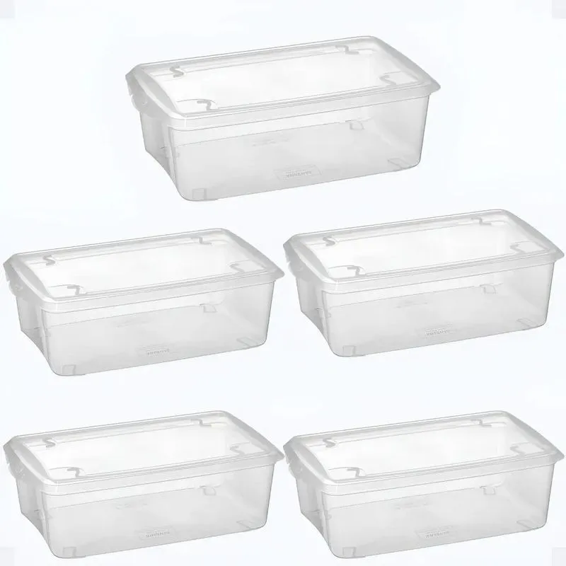 5x Caixa Organizadora Plásticos Santana 12x23x38cm Com Tampa