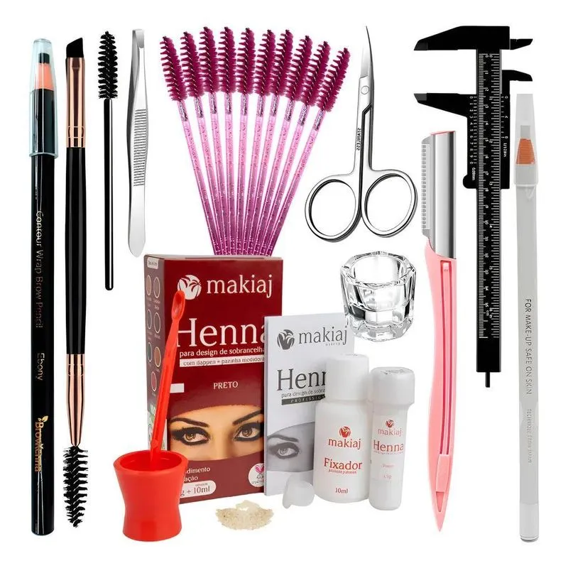 Kit Henna Sobrancelha Completo Profissional Iniciante - Preto