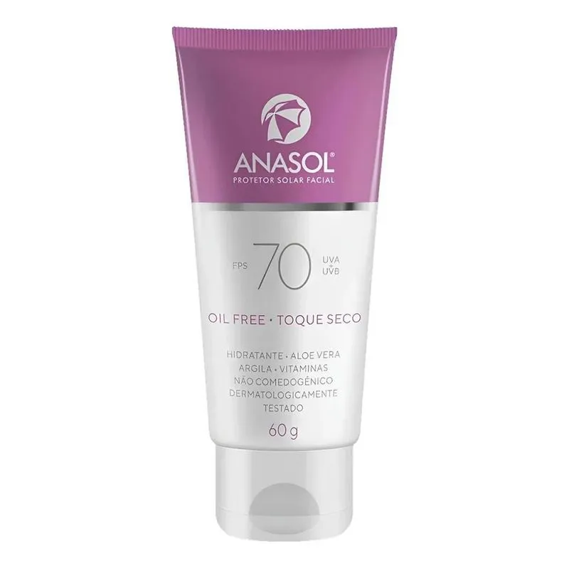 Protetor Solar Facial Hidratante Fps70 Anasol 60g Toque Seco