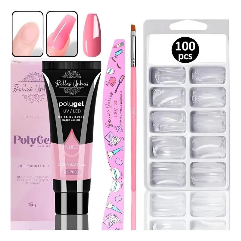 Polygel Unhas Perfeitas: Kit Completo Com - Nude - Gwen 15 G