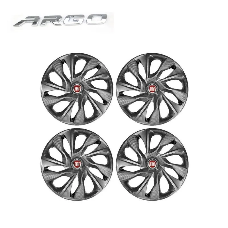 Jogo Calota Fiat Esportiva Ds4 Grafite Aro 15 Roda 4 Furos