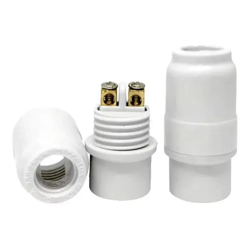 5x Kit 10 Bocal Pendente Soquete E14 Plástico Branco Decorlu