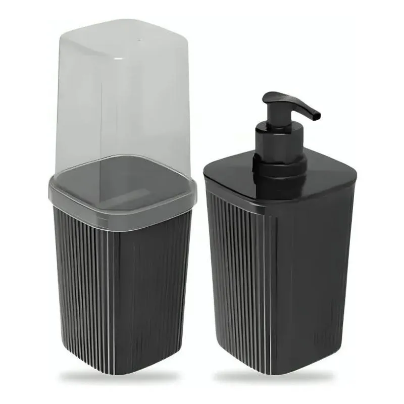 2x Kit Pia Banheiro Porta Escova Dental Sabonete Sabão Liqui