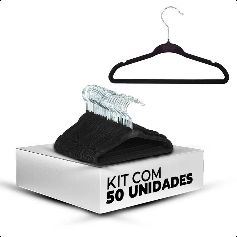 Vittak Kit 50 Cabides Veludo Infantil Slim Ultrafino Cor Pre