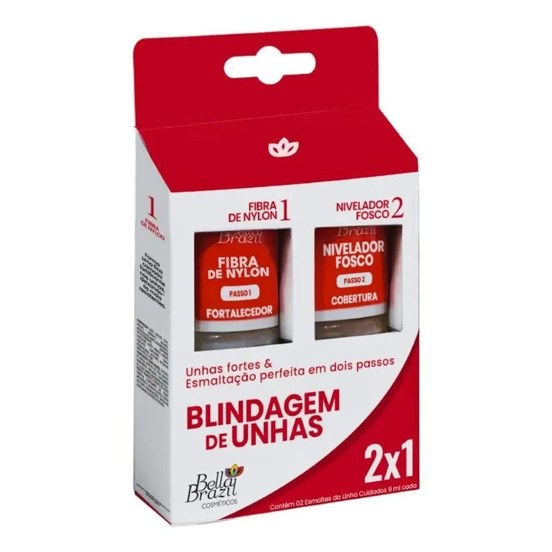 2x Kit Blindagem De Unhas Fibra De Nylon E Base Niveladora