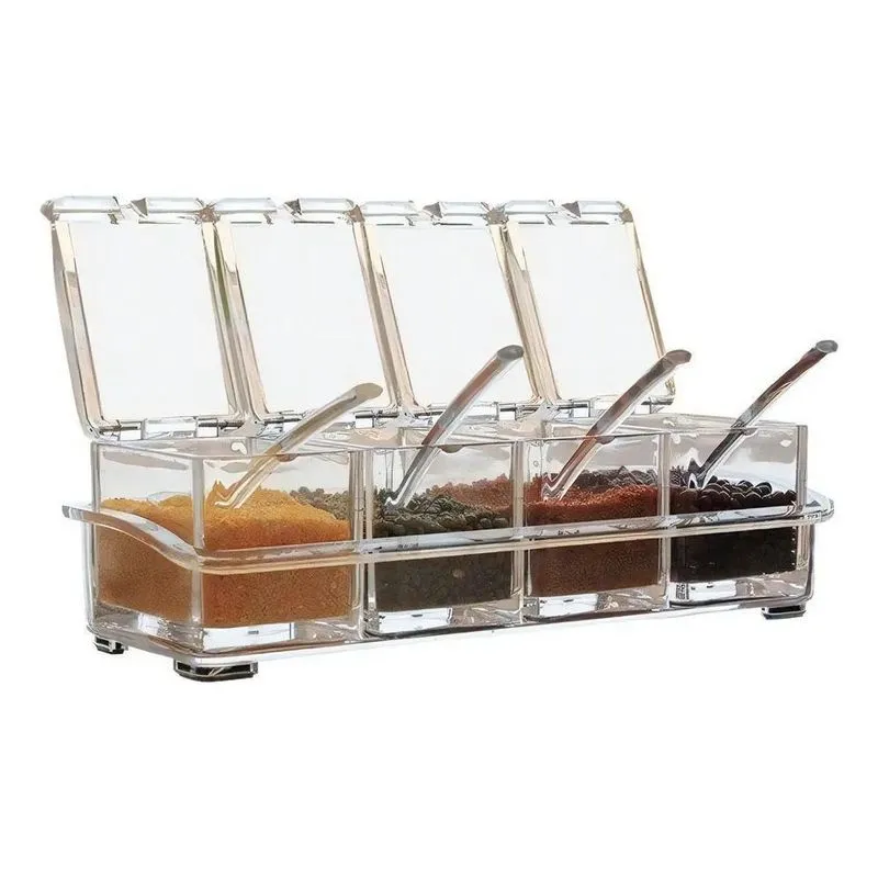 2x Porta Tempero Condimentos 4 Potes Para Cozinha Casa Hotel