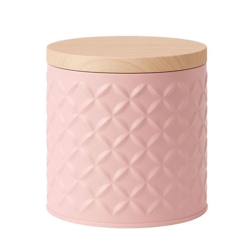 Lata Biscoito Bala Organizador Decorativo Metal Rosa
