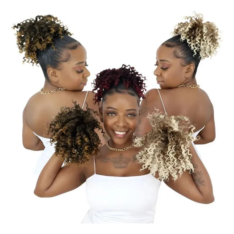 Coque Afro Orgânico Cacheado Rápido: Estilo &amp; - Preto Cor 1