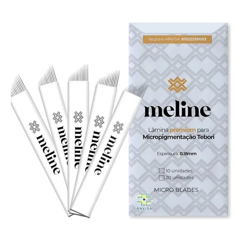 10 Lâminas Nano 0.18mm Meline: Fios Perf - 14 Flex Nano Azul