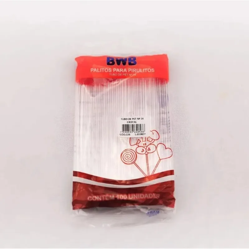 10x Palitos Para Pirulito 14cm 100 Unidades Cristal