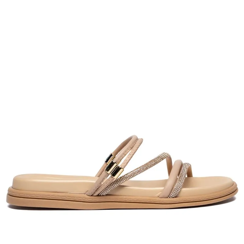 Sandália Feminina Beira Rio Flatform Strass Calce Fácil - 34