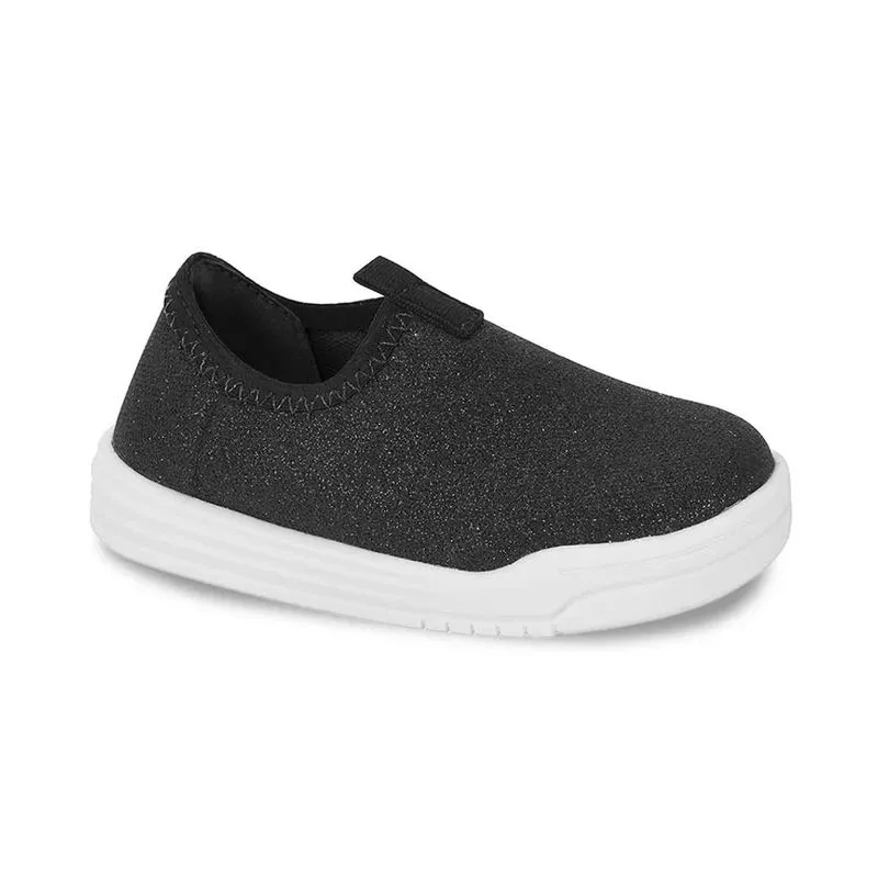 Tênis Molekinha Slip On Glitter Infantil Preto 24