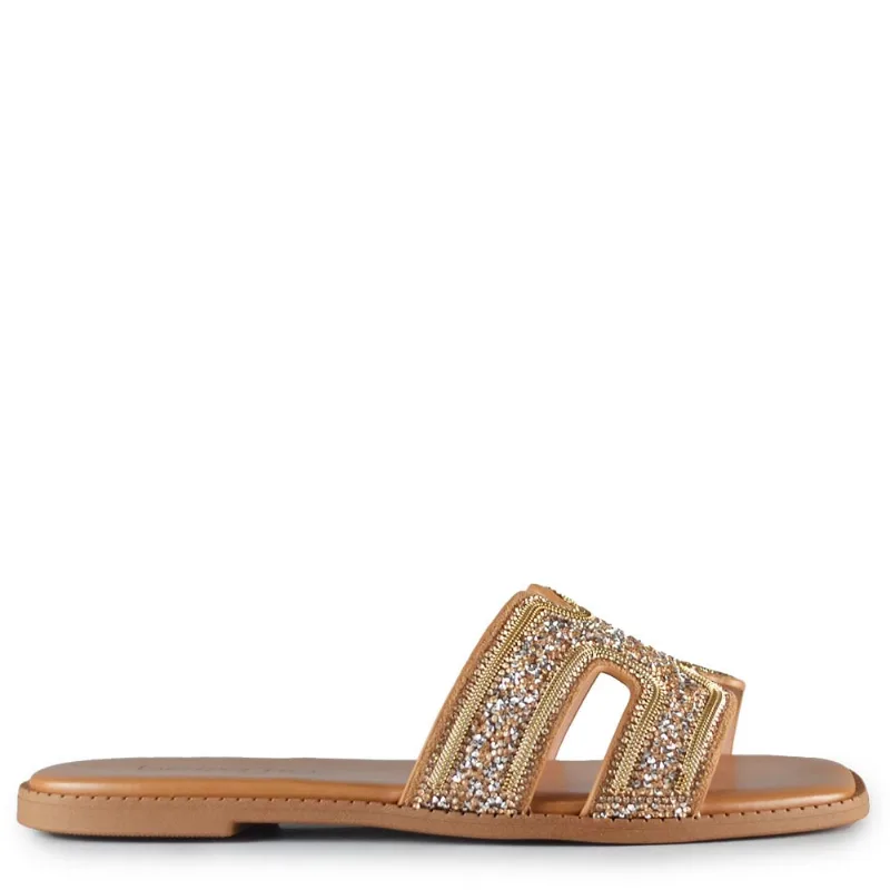 Sandália Rasteira Beira Rio Feminina 8571.107 32006 MULTI CAMEL 36