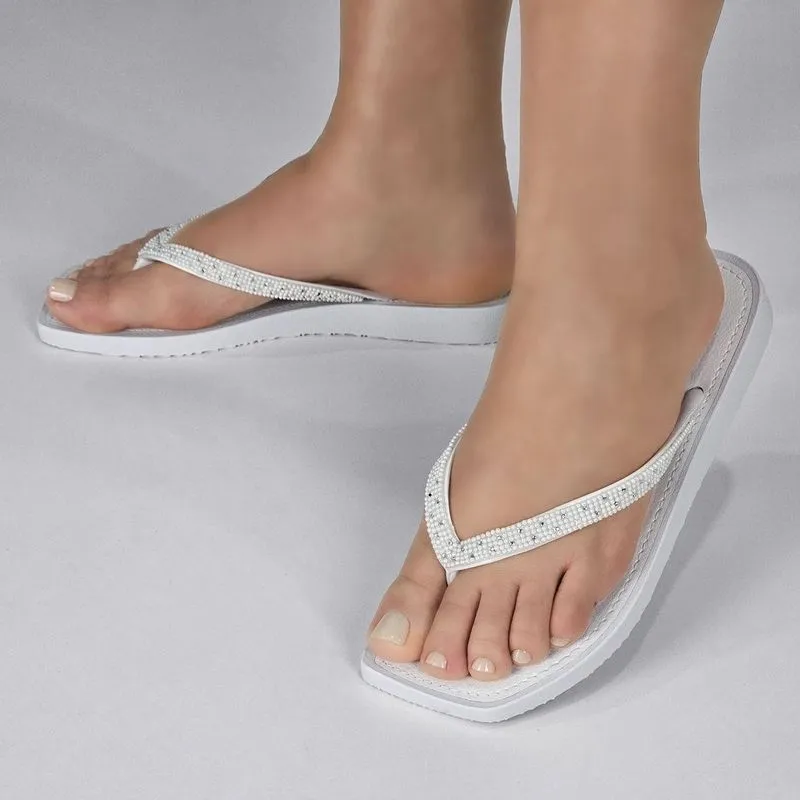 Chinelo Borracha Vizzano Feminino Dedo Pérolas 6531.109 35 / Branco